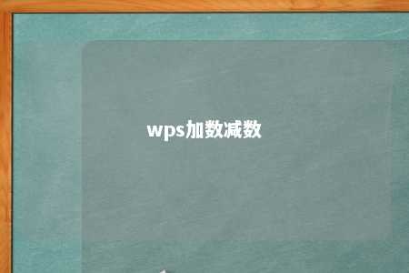 wps加数减数