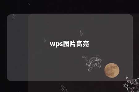 wps图片高亮