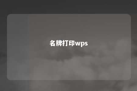 名牌打印wps