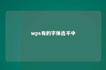 wps有的字体选不中 