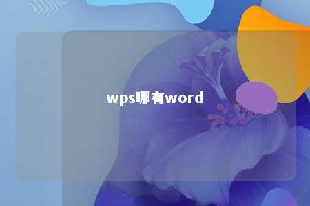 wps哪有word