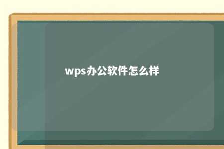 wps办公软件怎么样 