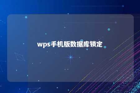 wps手机版数据库锁定