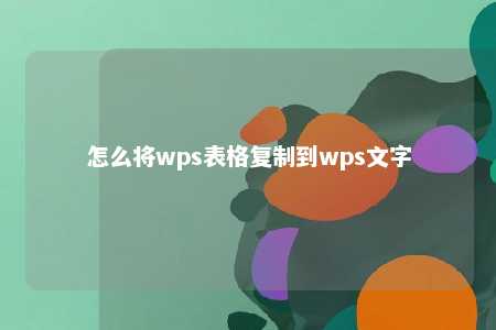 怎么将wps表格复制到wps文字 