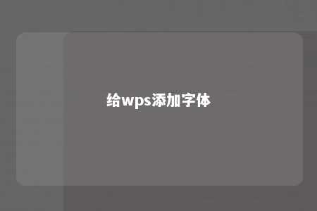 给wps添加字体