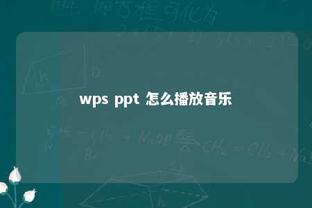 wps ppt 怎么播放音乐 