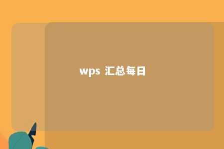 wps 汇总每日