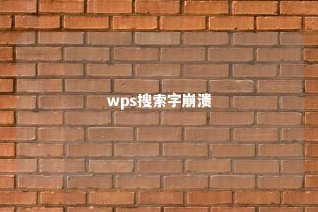 wps搜索字崩溃 