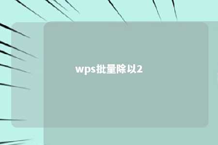 wps批量除以2