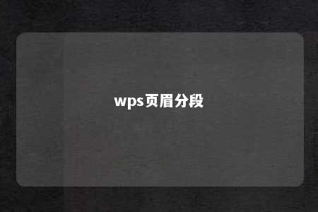 wps页眉分段 