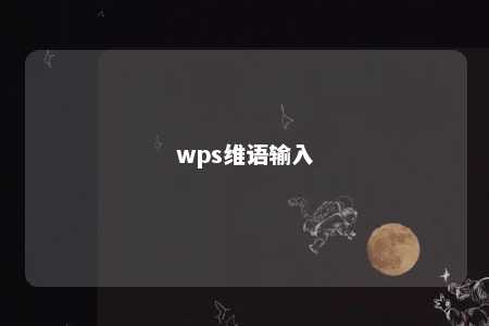 wps维语输入 