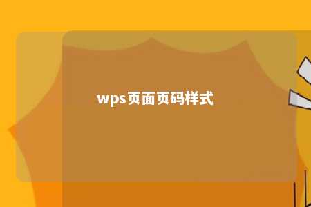 wps页面页码样式