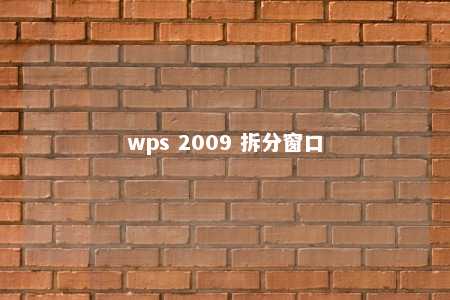 wps 2009 拆分窗口 