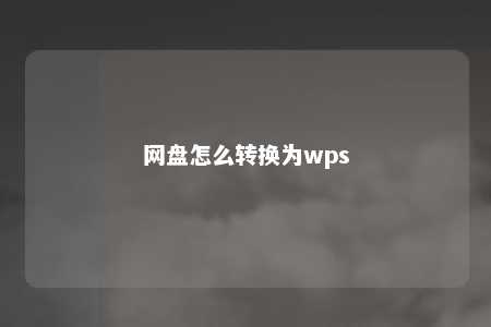 网盘怎么转换为wps 