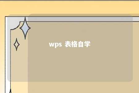 wps 表格自学 