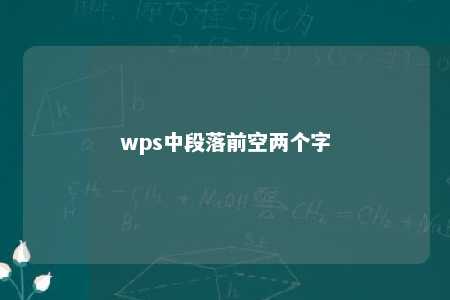 wps中段落前空两个字