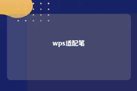 wps适配笔