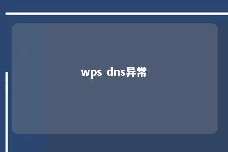 wps dns异常 