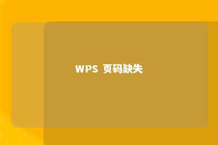 WPS 页码缺失 