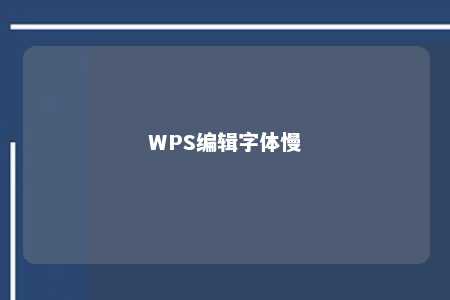 WPS编辑字体慢 