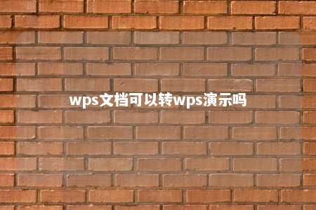 wps文档可以转wps演示吗