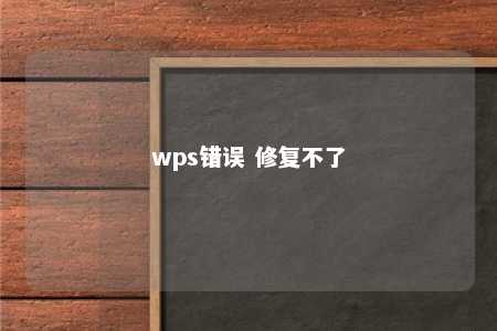 wps错误 修复不了 