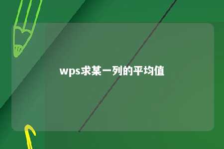 wps求某一列的平均值 