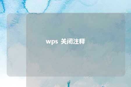 wps 关闭注释