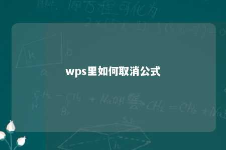 wps里如何取消公式 