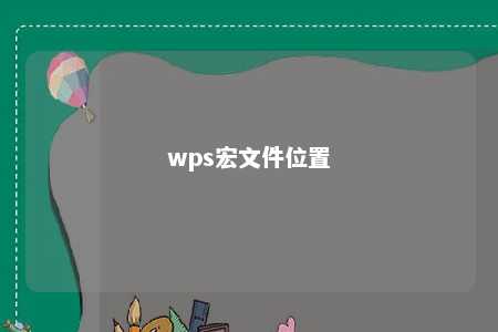 wps宏文件位置