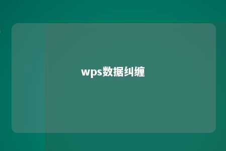 wps数据纠缠 