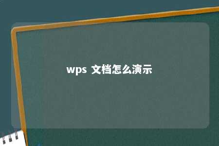 wps 文档怎么演示 