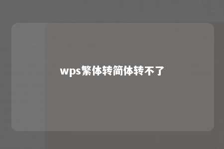 wps繁体转简体转不了