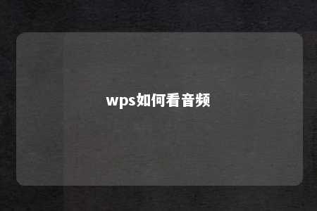 wps如何看音频 