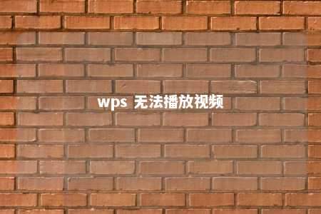 wps 无法播放视频 