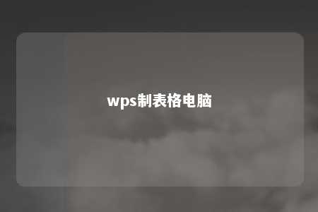 wps制表格电脑 