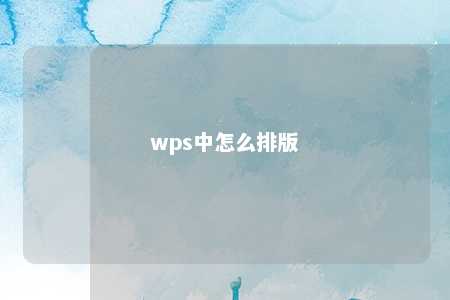 wps中怎么排版