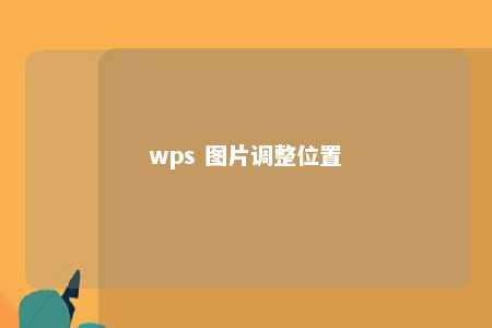 wps 图片调整位置 