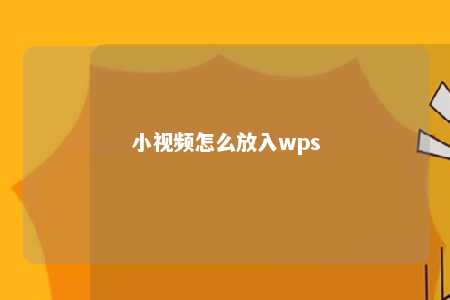 小视频怎么放入wps