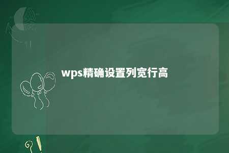 wps精确设置列宽行高 