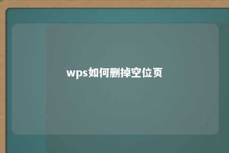 wps如何删掉空位页 