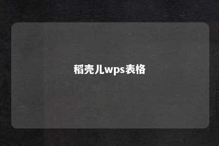 稻壳儿wps表格 