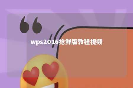 wps2016抢鲜版教程视频 