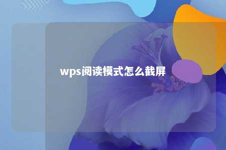 wps阅读模式怎么截屏 