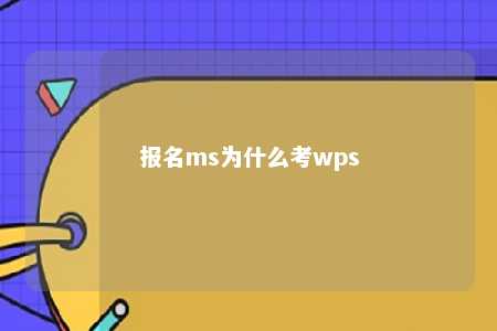 报名ms为什么考wps 