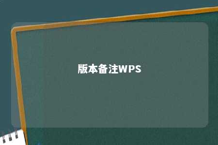 版本备注WPS 