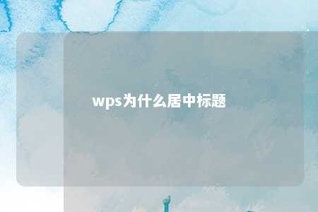 wps为什么居中标题