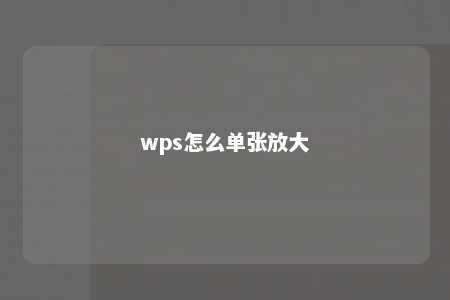 wps怎么单张放大 