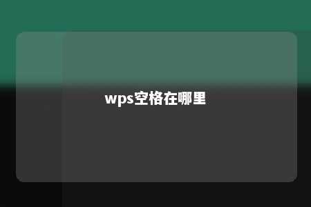 wps空格在哪里