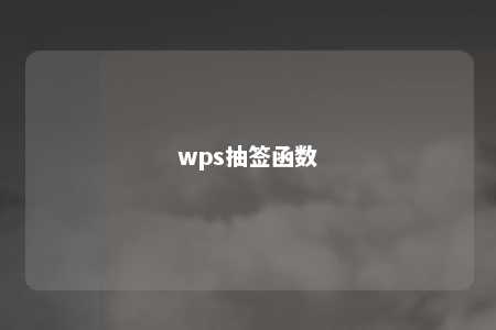 wps抽签函数 